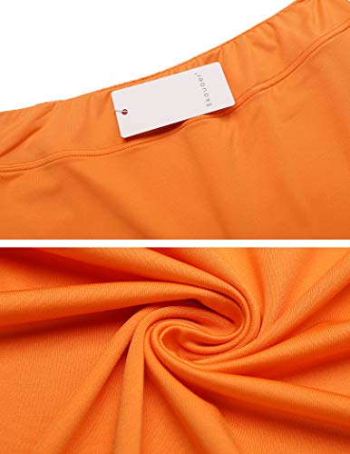 Ekouaer Active Performance Skort for Women Two Layer Lightweight Skirt Pockets Golf Workout Sports Outdoors (Floral/L) Orange