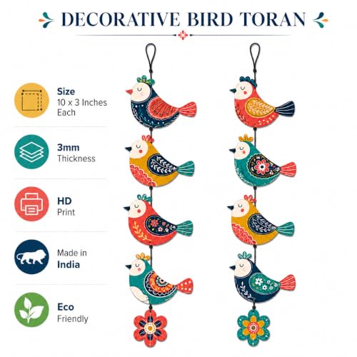 Image of Zesta Wooden Wall Hanging Decorative Items /Hanging Home Wall Decor Items /MDF Decoration Items for Home /Cute Wall Art For Living Room /Home Decor Items Living Room (Birds Toran 1)