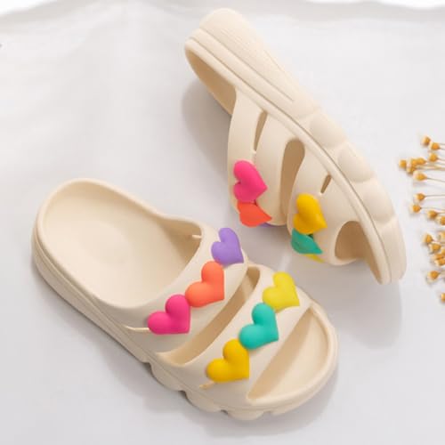 Black Fashionable Lightweight Soft Heart Design Sandals for Women EVA Slides Bathroom Outdoor Beach All Season2
