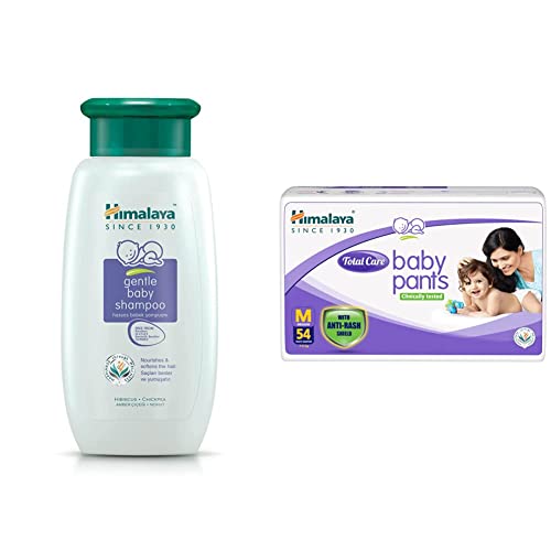 Image of Himalaya Baby Shampoo (400 ml) & Himalaya Total Care Baby Pants Diapers, Medium, 54 Count
