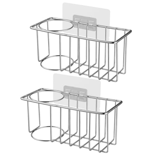 ULTECHNOVO 2Piezas Soporte de Esponja Inoxidable Organizador de Fregadero Multifuncional para Cocina y Estante de Almacenamiento con Drenaje para Esponjas y Cepillos