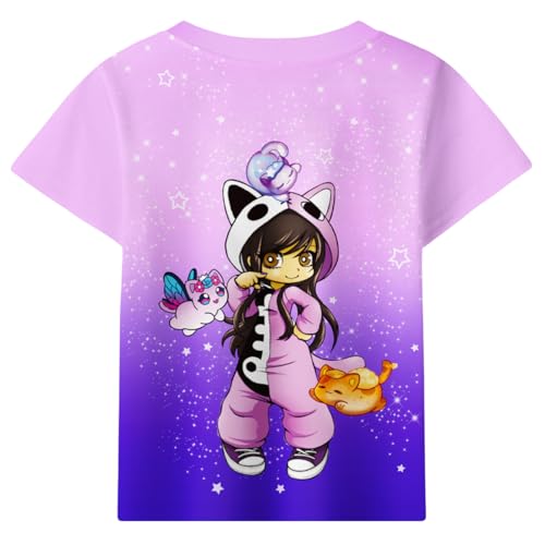 Girls Stylish Shirt Kids Graphic Tshirt Casual Short Sleeve Purple Party Outfit2