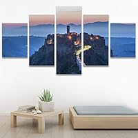SIGNWIN 5 Panel Canvas Wall Art Modern Art Expressive Farmhouse/Country Landscape Mountain Top Multicolor Photography for Home Decorations Ready to Hang - 60