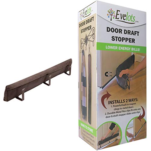 Evelots Door Draft Stopper/Noise Blocker - 2 In 1 - Strong Magnets For Metal Door, Clips For Regular Door - 36 Inches Wide - No Repositioning - No Need To Bend #TOP5