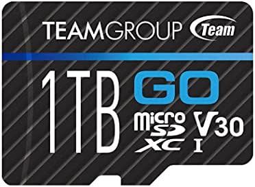 TEAMGROUP GO Card 1TB Micro SDXC UHS-I U3 V30 4K for GoPro & Drone & Action Cameras High Speed Flash Memory Card with Adapter for Outdoor, Sports, 4K Shooting, Nintendo-Switch TGUSDX1TU303
