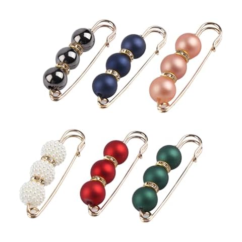 6Pcs Simulation Pearl Safety pins, Women's Woven Shawl Clip, Fashion Brooch Accessories, Suitable for Sweaters, Shawls, Pants (6Pcs-Style 2) Cover