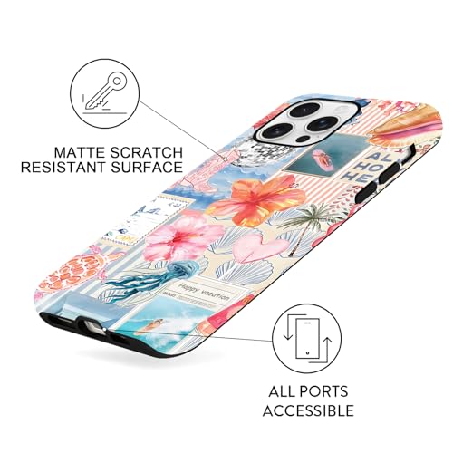 Coque iPhone 16 Pro 6,3 pouces motif collage d'été et fleurs d'hibiscus - 6