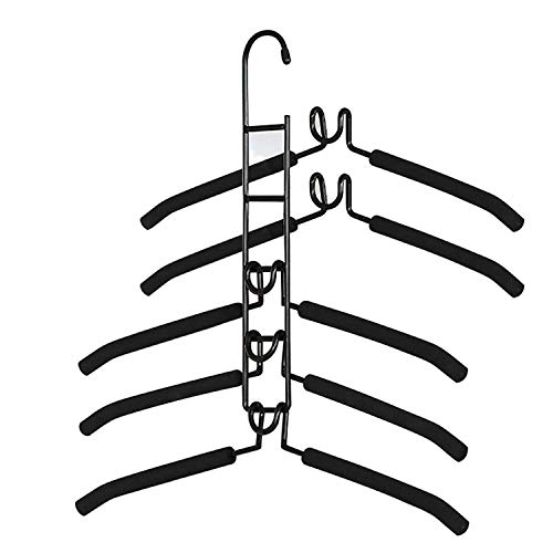 CESHUMD Space Saving Hangers for Clothes Detachable 5 Layers Stainless Steel Non-Slip Foam Padded Velvet Skirt Hangers Metal Closet Storage Organizer for Suits Pants Shirts Jeans 5-Tier Black CESHUMD Space Saving Hangers for Clothes Detachable 5 Layers Stainless Steel Non-Slip Foam Padded Velvet Skirt Hangers Metal Closet Storage Organizer for Suits Pants Shirts Jeans 5-Tier Black