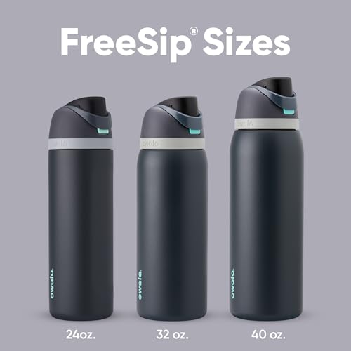 Image of Owala FreeSip Insulated Stainless Steel Water Bottle with Straw for Sports and Travel, BPA-Free, 32oz, Foggy Tide