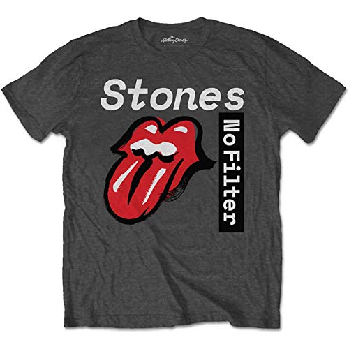 Image of The Rolling Stones Men's No Filter Text Regular Fit Crew Neck Short Sleeve T - Shirt, Grey (Grey Grey), X-Large (Manufacturer Size:X-Large)