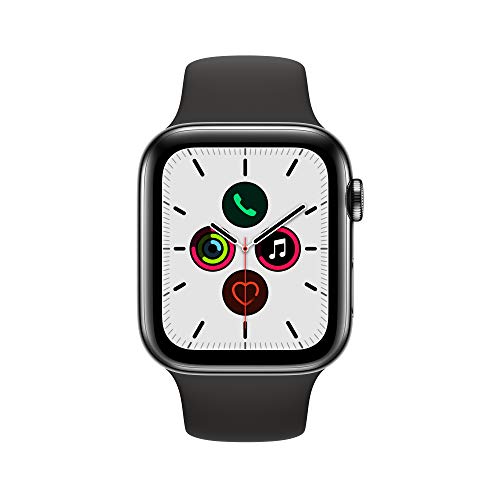 Image of Apple Watch Series 5 (GPS + Cellular, 44mm) - Space Black Stainless Steel Case with Black Sport Band