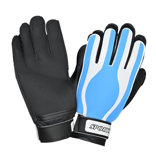Guantes de portero de fútbol para adultos y niños, palma de látex en relieve, agarre antideslizante, soporte de muñeca de fibra elástica de poliuretano, entrenamiento duradero, 1 par