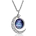 Lcbulu Galaxy Crescent Moon Pendant Necklaces Jewelry for Women18''