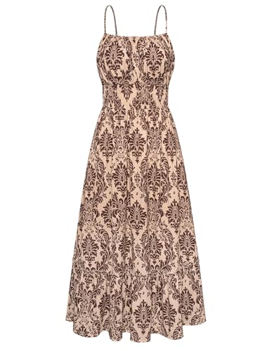 Image of GRACE KARIN Summer Dresses for Women 2026 Vacation,Smocked Floral Maxi Dress,Boho Beach Sundress with Pocket Fashion Clothing