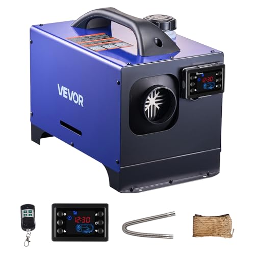 VEVOR Riscaldatore Diesel, 8 kW, DC 12 V/24 V, Riscaldatore d'Aria Diesel Portatile Tutto in Uno con Telecomando e Schermo LCD, Riscaldamento Rapido e Basso Rumore, Serbatoio Carburante da 5 L