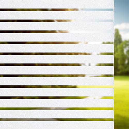 TYSIFUMU Window Privacy Film Frosted Stripe Patterns Glass Window Film Decorative Static Window Cling 3D Decorative Window Vinyl Non-Adhesive Removable Window Sticker for Home (White, 17.5