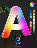 LED Marquee Letter Lights, Light Up Alphabet Letters Sign Lights RGB Color Changing Music Sync Night Lights for Wedding Birthday Party Christmas Home Bar Wall Decoration (A) [Must buy controller]