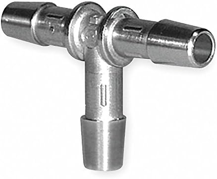 Barbed Tee, 316L Stainless Steel, 3/8" Barb Size, Silver