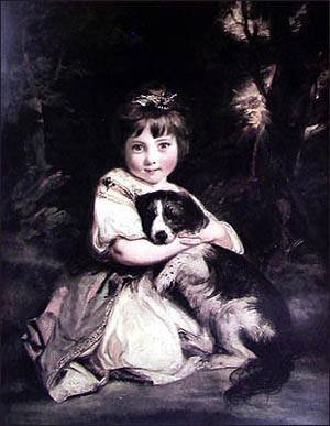 Peinture à l'huile Love me Love My Dog témoignage d'affection sur toile Reynolds