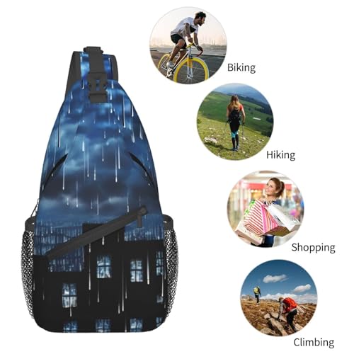 Mochila bandolera casco estampada negra para senderismo miniatura 6
