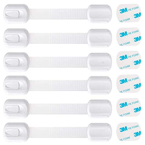 Child Safety Strap Locks - 6Pack Baby Safety Cabinet Locks for Fridge, Cabinets, Drawers, Dishwasher, Toilet, 3M Adhesive No Drilling