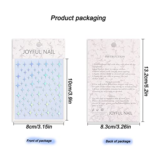 Nail Art Stickers Decals Laser Heart Stars Flower Shiny 3D Self-Adhesive Nail Decals Reflection Nail Accessories For Women Girls Nail Decoration（6 Sheets） #TOP6