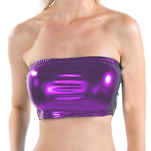 JIXUAN Mujer Discoteca Trajes De Escenario Envuelto En El Pecho De Cuero Recubierto De Color Sólido Tubo Superior Ropa Cover