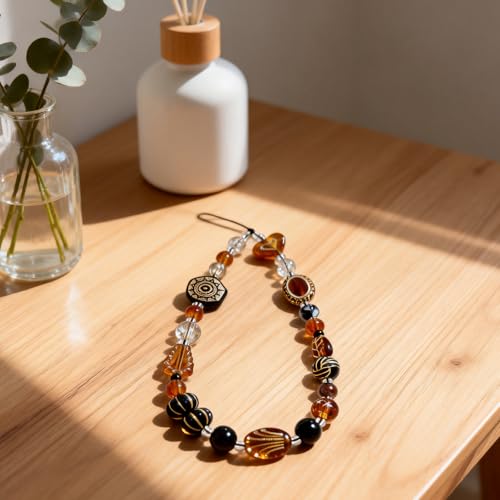 Image of Cute Beaded Camera Wrist Strap for Phone, Digital Camera Charm Lanyard, Pearl Beaded Chain for Bag Keychain Gift
