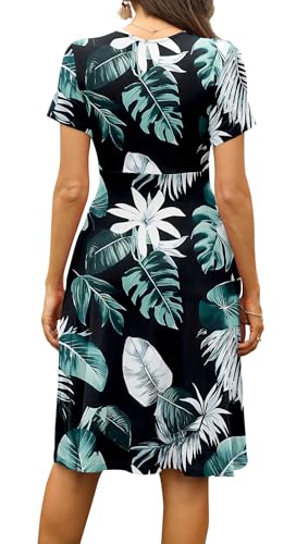 Image of WEACZZY Women's Summer Short Sleeve Casual Dresses V-Neck Floral Party Dress with Pockets
