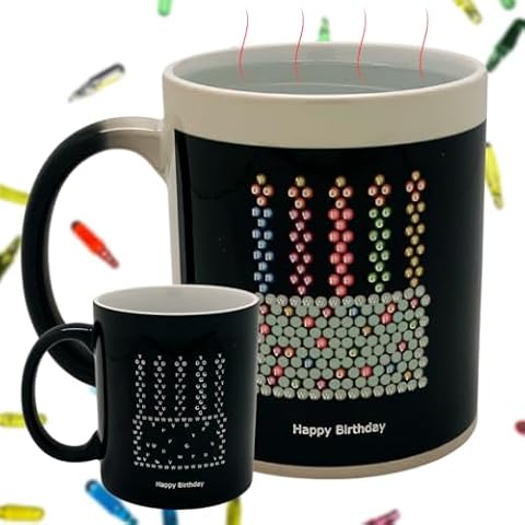 IllumiPeg Birthday Cake Heat Changing IllumiMug 11 oz Ceramic Coffee Mug Unique Gift for Men, Women, Friend, Boss, Teacher, Home or Office, Nostalgia Cover