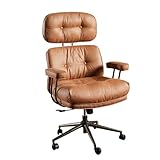 ovios Ergonomic Home Office Chair, High Back Faux Suede Leather Executive Chairs with Thick Cushion, Comfy Swivel Rolling Computer Armchair, Brown