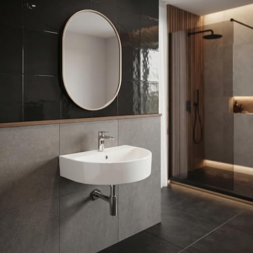 Image of Wall Mounted Wash Basin for Bathroom /Wall Hung Wash Basin /Ceramic Sink (43x31x13 cm)