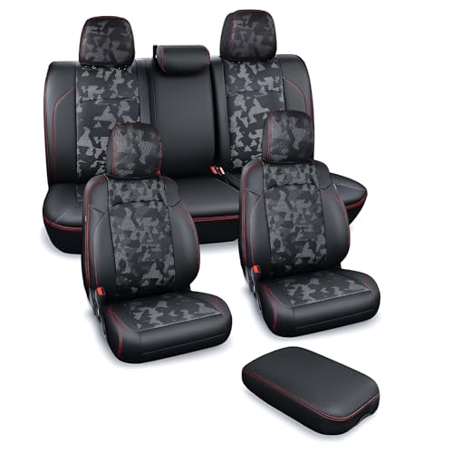 Image of Carlimeki Leather Seat Covers Custom Fit for Tacoma Gen 3rd (2016-2023) | For Double & Crew Cab only - Fits SR, SR5, Limited, TRD Pro, TRD Sport, TRD Off-Road, Trail Special Edition - Fully Covered