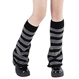 American Trends Leg Warmers Y2k Kawaii Long Cute Knit Leg Warmers Y2k Goth accessories for Women Girls 80s Party Sports Black&Grey