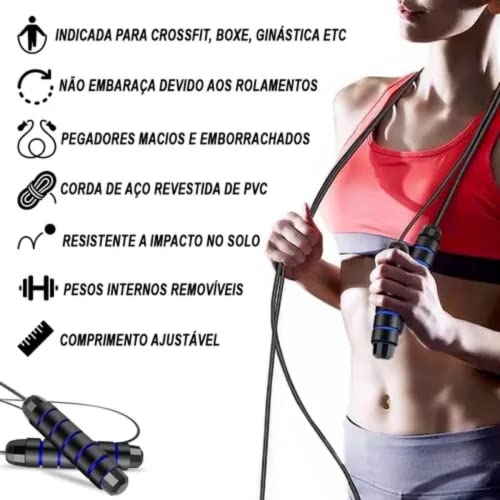 Corda De Pular Cross Profissional Ajustável Speed Rope Fit Cor:azul