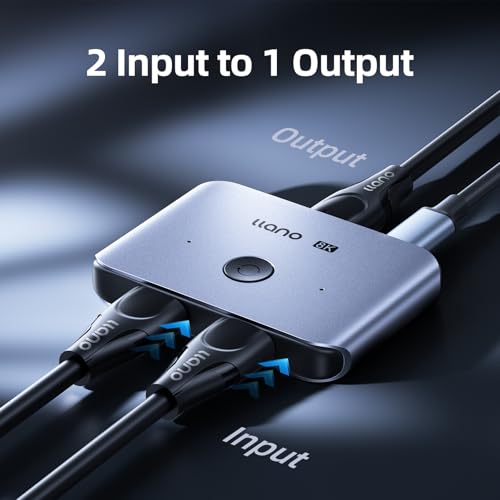 llano Interruptor HDMI 2.1 8K HDMI Switcher, 4K @120Hz HDMI bidirecional divisor suporta 8K @60Hz, s