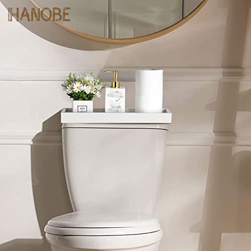 Hanobe Rectangular Long Narrow Tray: White Decorative Rectangular Candle Holder Centerpiece Plate Decor Serving Tray No Handle for Dining Table Coffee Bar Living Room Home Decor - Image 4