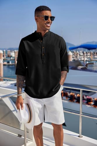 Image of Zombom Men's Kurta || Chinese Collar Long Sleeves || Straight Hip Length Kurtas || Short Kurta for Men || for Festival || Function || Occasion Wear Fancy Kurta for || Best Gifts for Men