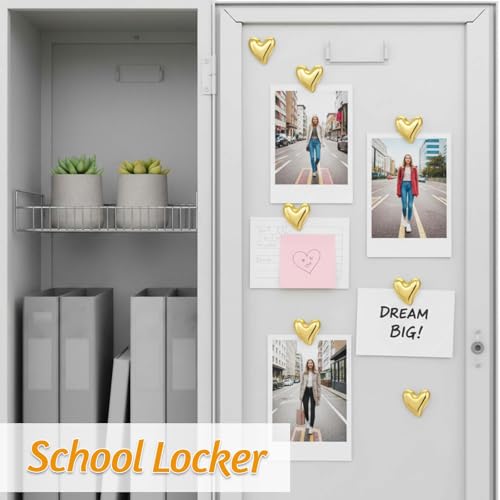 Imanes decorativos de refrigerador corazón dorado 12 pcs miniatura 5