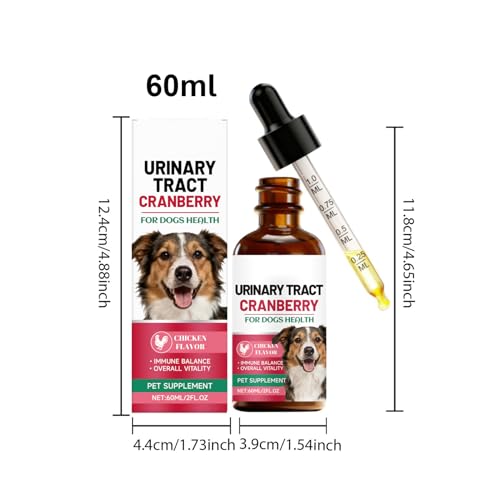 Uti-Behandlung Bei Hunden, Zur Unterstützung Der Blasengesundheit, 60 Ml, Harnwegstropfen, Natürliches Kräuterergänzungsmittel Mit Cranberry-Blasengesundheit, Sanfte Natürliche Formel, Für Hunde Aller