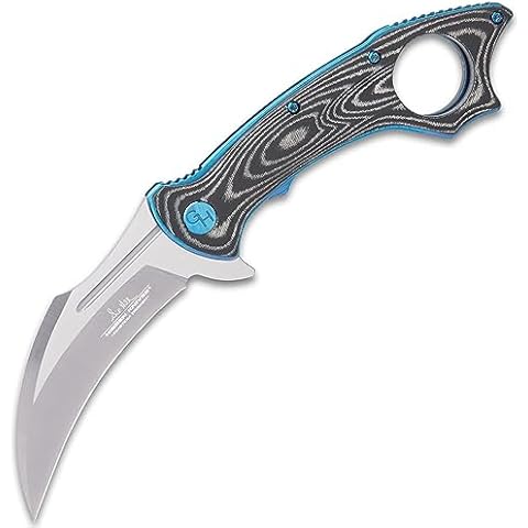 Gil Hibben Warbird Folding Karambit Knife | Small Tactical Knife | 4.75” When Closed to Fit in Pockets | Stainless Steel Blade | Open-Ring Pommel | Micarta Handle Scales Cover