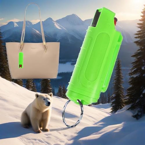 Mini Pfefferspray Schlüsselanhänger zur Tierabwehr, Grün Pfefferspray Selbstverteidigung Schlüsselanhänger rutschfest Pepper Spray Abwehrspray für Frauen und Männer - T2Y-A1
