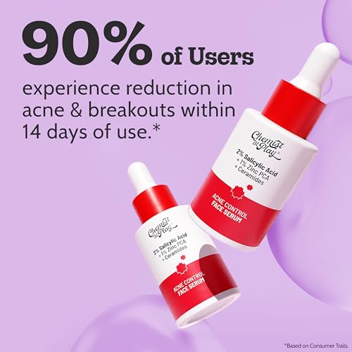Chemist At Play 2% Salicylic Acid Face Serum | Treats Active Acne | Controls Excess Oil | Fades Acne Marks | Improves Skin Texture | 30ml
