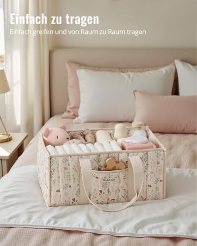 Blissful Diary Wickeltisch-Organizer, Wickelkorb für die Wickelstation, Stilvoller Wickelorganizer für Babybedarf… – Ansicht 4