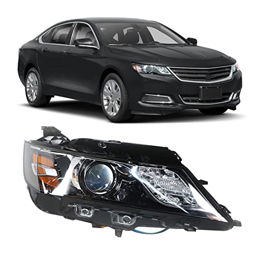 munirater Headlights Assembly Projector Black Housing Halogen Model Headlamp Passenger Side Repalcement for 2015-2019 Impala