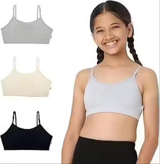 AASHU Creation Pack of 3 Girls & Women's Cotton Slip Bras – Non-Padded, Wire-Free Crop Tops for Teens & Yoga, Comfortable Innerwear Design No MG3-1-picture-23