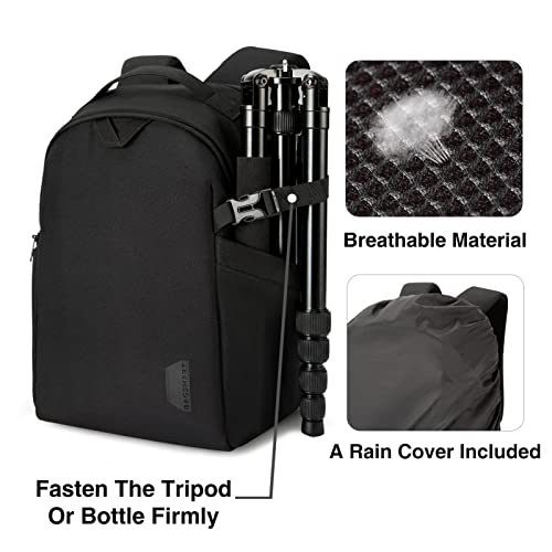 Bagsmart Camera Backpack, Dslr Slr Camera Bag Fits Up To 13.3 Inch Laptop Water Resistant With Rain Cover, Tripod Holder For Women And Men, Black #TOP3