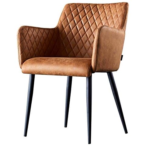 Damiware Rose Esszimmerstuhl - Stoffbezug - Farbe Cognac - Stuhl für Esszimmer/Wohnzimmer/Küche/Büro Cover
