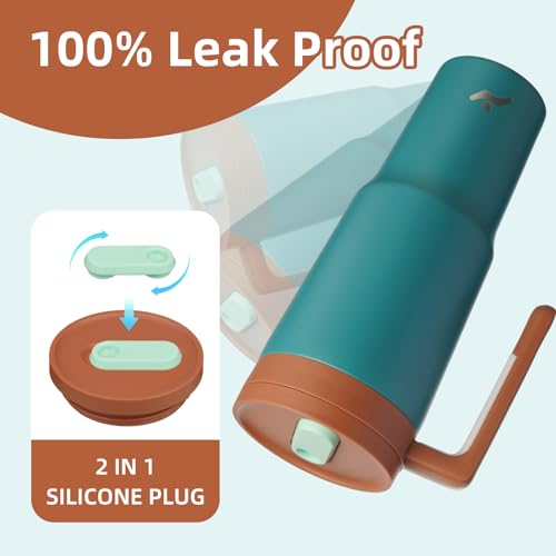 Image of Konokyo 40 oz Tumbler with Handle and Straw, Insulated Water Bottle