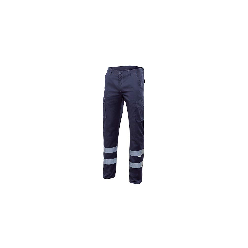 VELILLA 103014S / Pantalon Multibolsillos Stretch con Cintas Reflectantes (Azul Marino, 42)